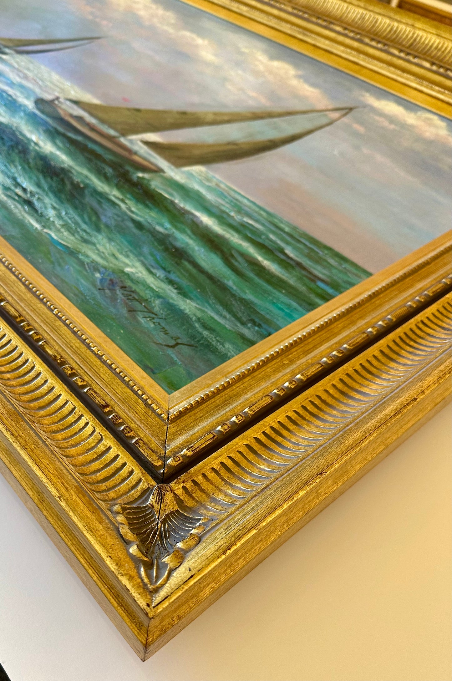 Sailboats, Seascape Original Oil Painting by Matt Thomas