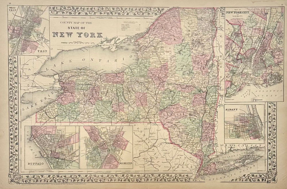 New York & Counties by Samuel A. Mitchell, 1881