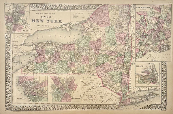 New York & Counties by Samuel A. Mitchell, 1881