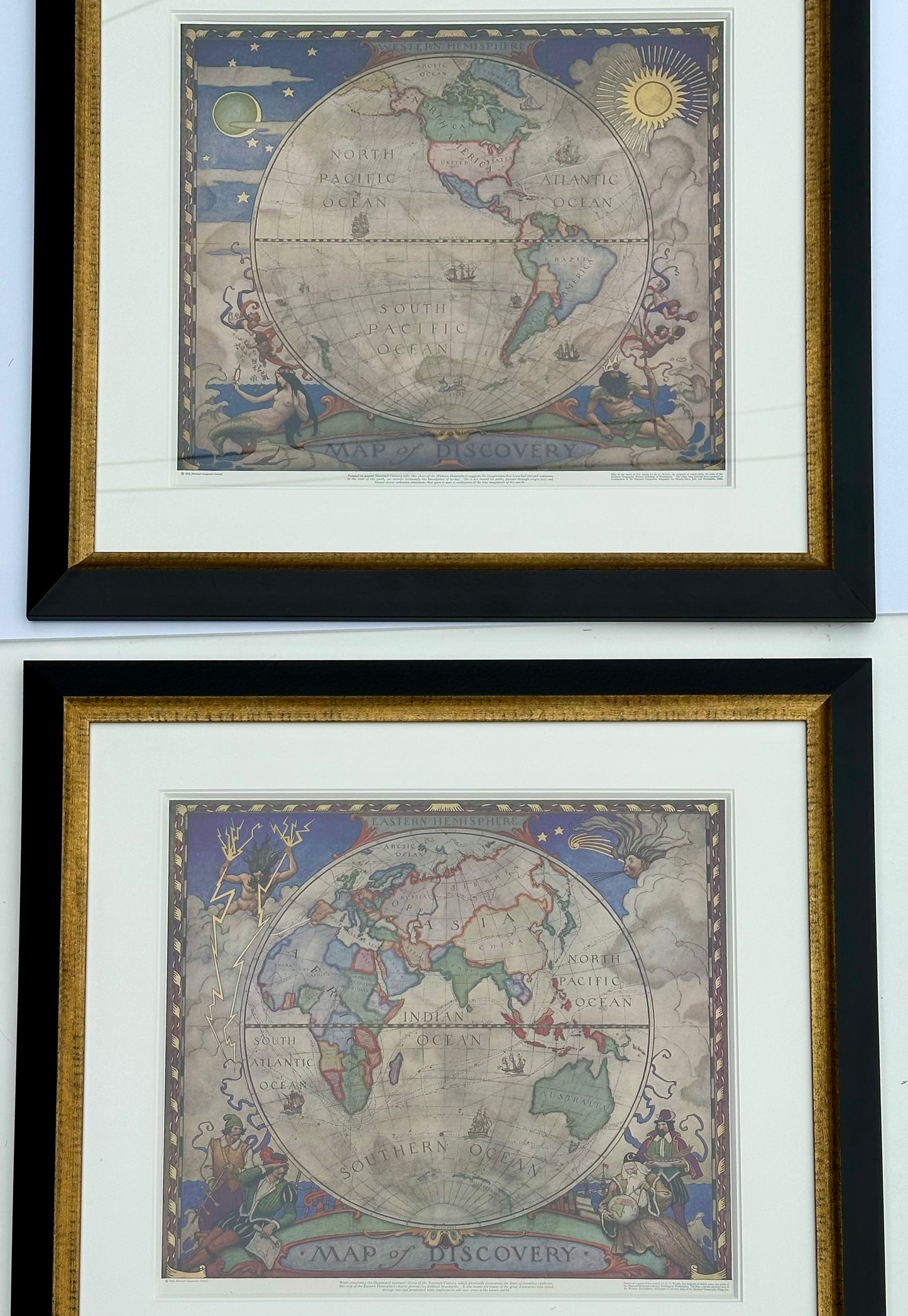 Maps of the World, N.C. Wyeth. Lithograph, 1928 (Pair)