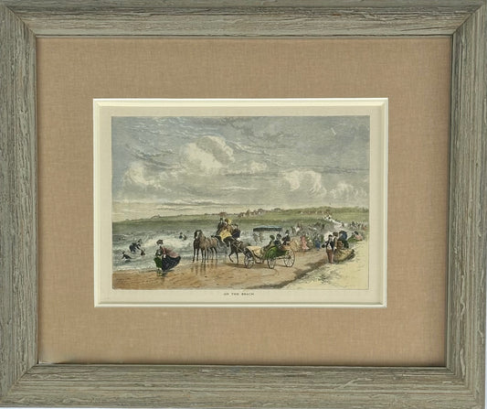 On the Beach, Original Framed Engraving, 1872