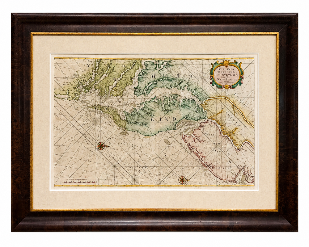 1773 Chesapeake & Delaware Bay Sea Chart Map – Revolutionary War Era by Mount & Page (Second State)