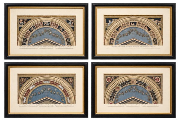 Giovanni Ottaviani Raphael Vatican Loggias Hand-Colored Engravings, Set of 4, circa 1770
