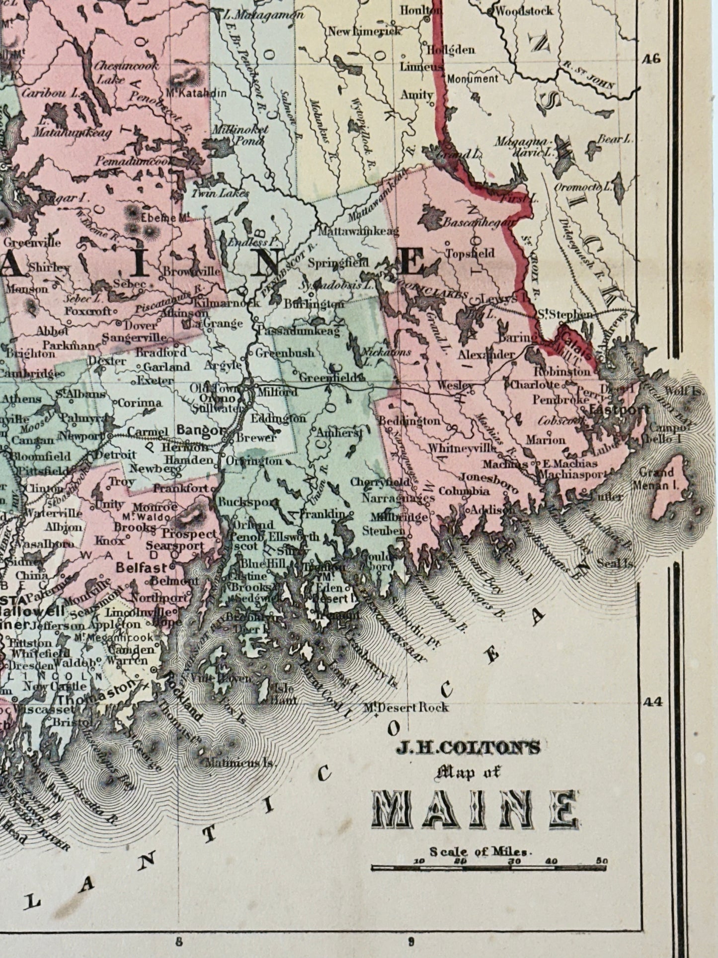 Maine by J.H. Colton  — Original Map, 1850