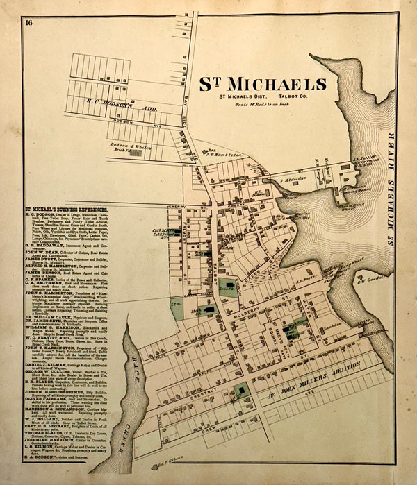 St. Michaels, Talbot County Maryland Original map, 1877