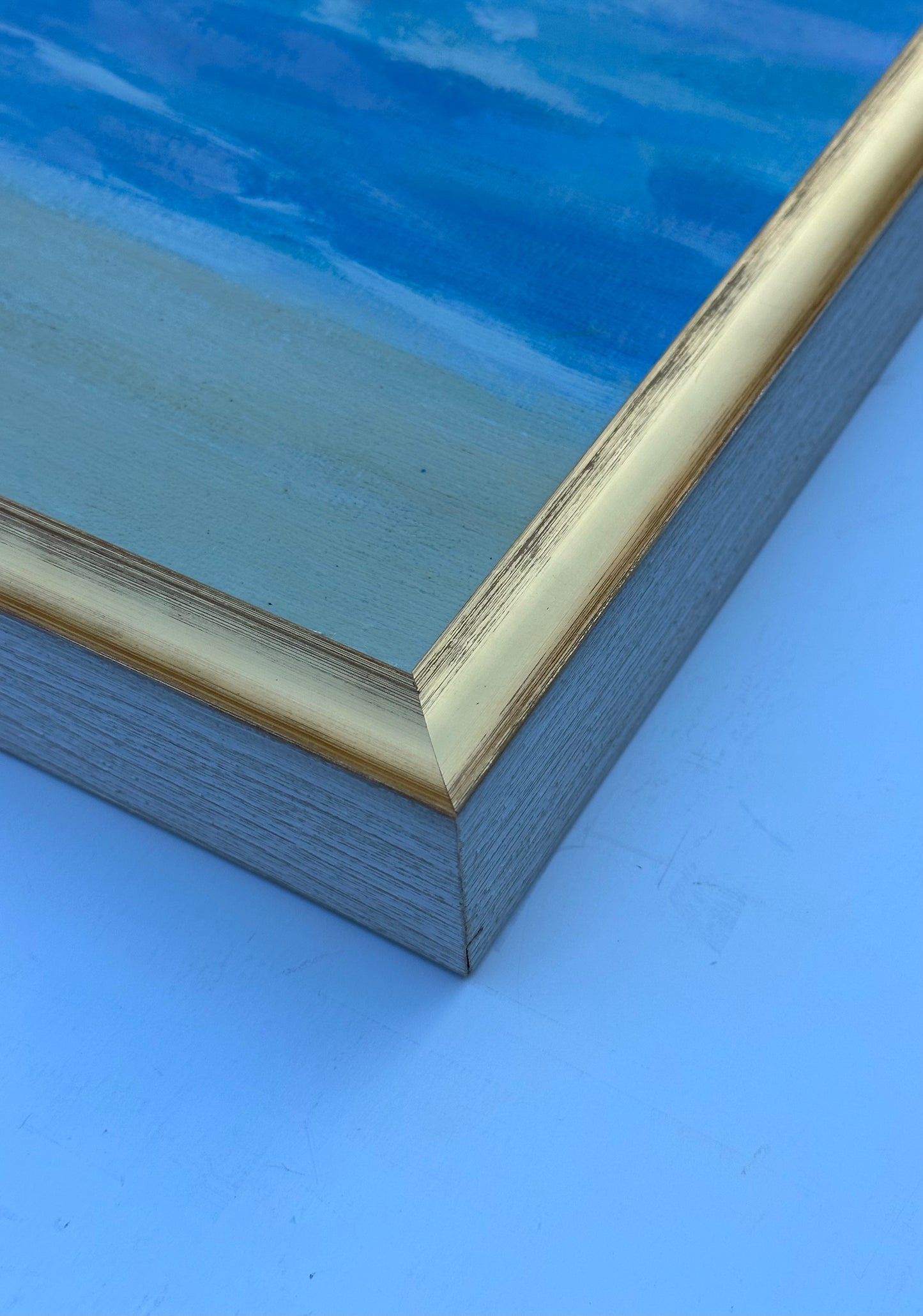 Coastal Waves and & Blue Skies Seascape, Original Oil Painting by H. Cole