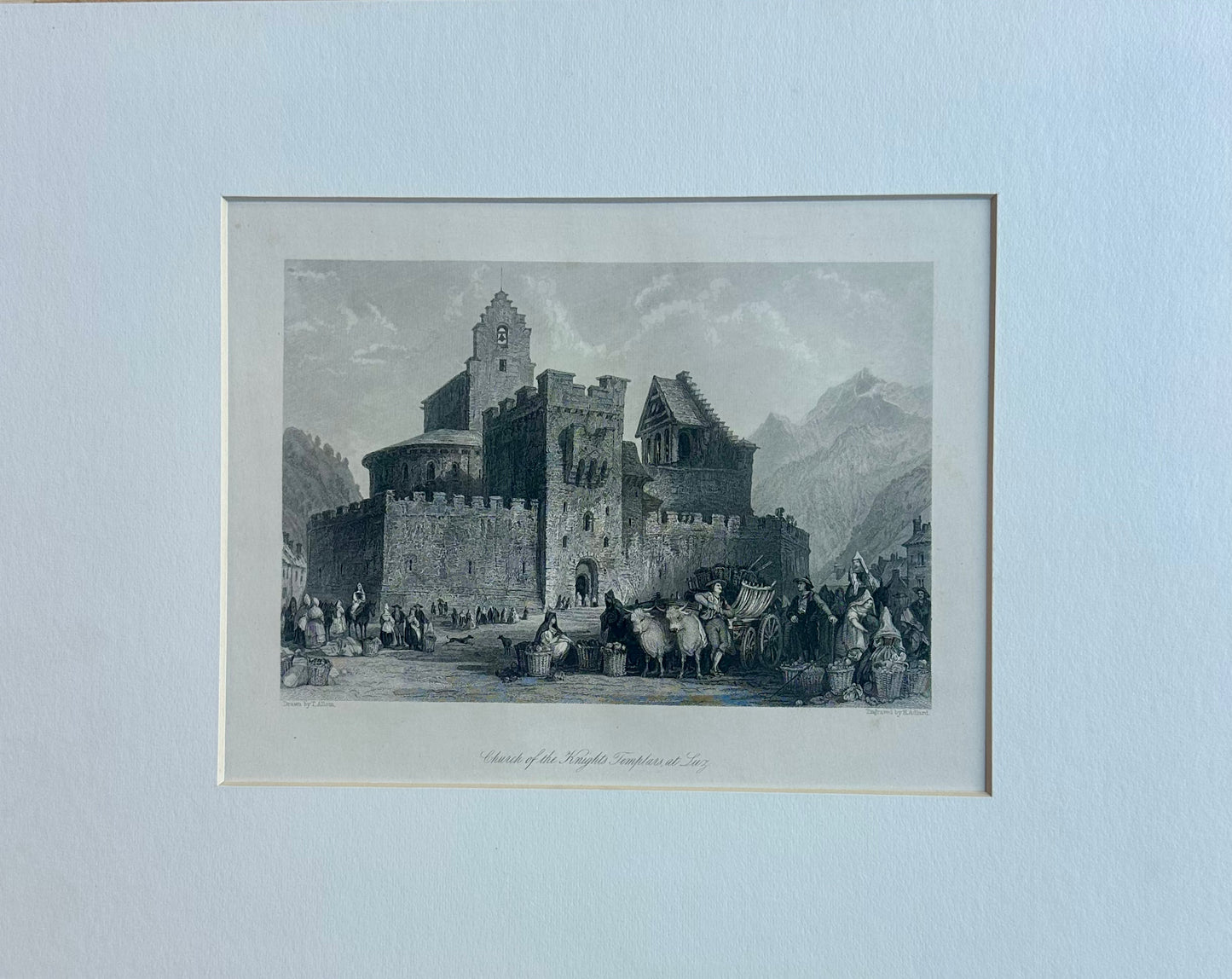 Church of the Knights Templars, at Luz" Original Print by Allom, 1845