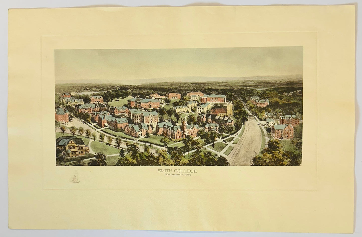 Smith College Engraving, After Richard Rummell, c.1913 — Hand-Colored Print Wove Paper