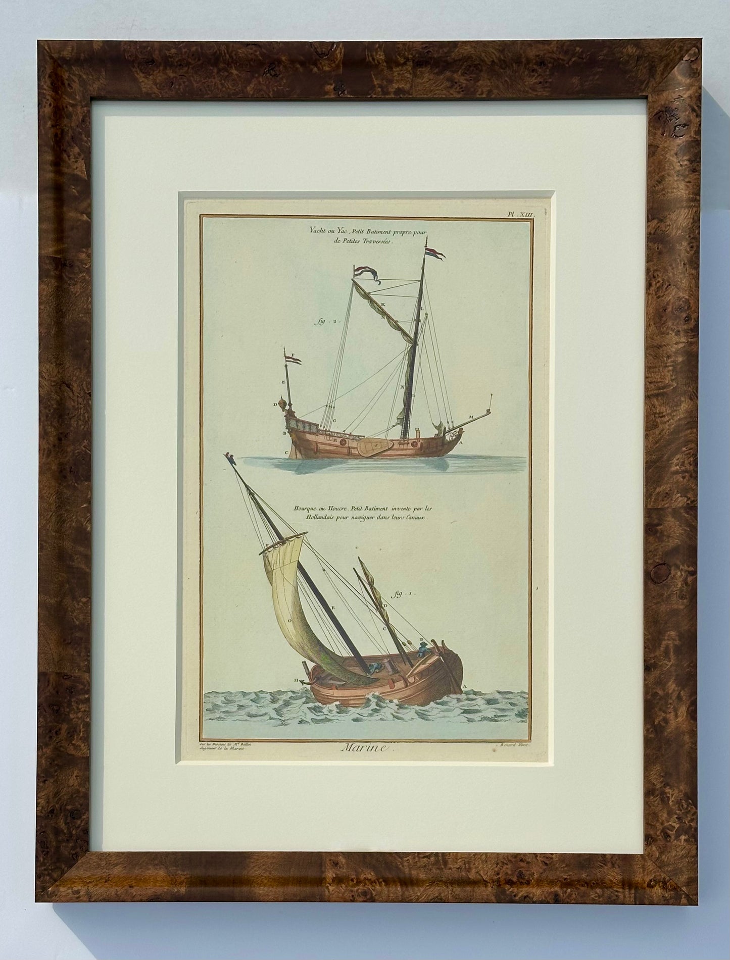 Set of Four Framed French Maritime Ship Engravings