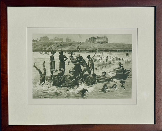 Santa Cruz Beach: Sea Beach Hotel Scene, Framed Lithograph, 1889