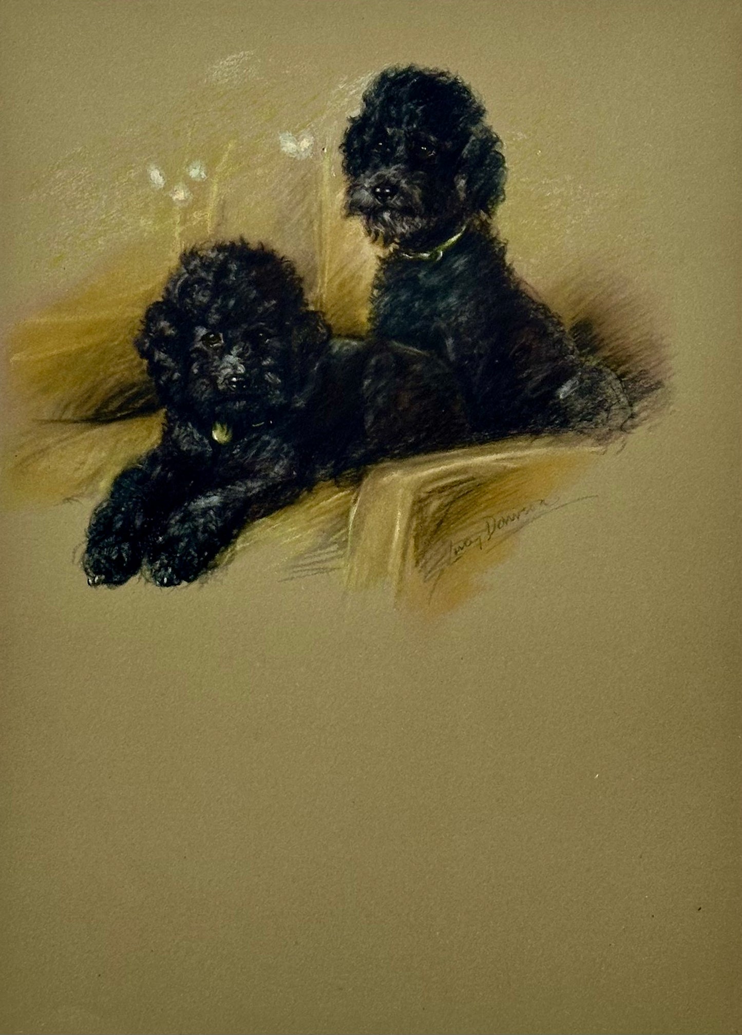Black Poodle Dogs by Lucy Dawson, 1946