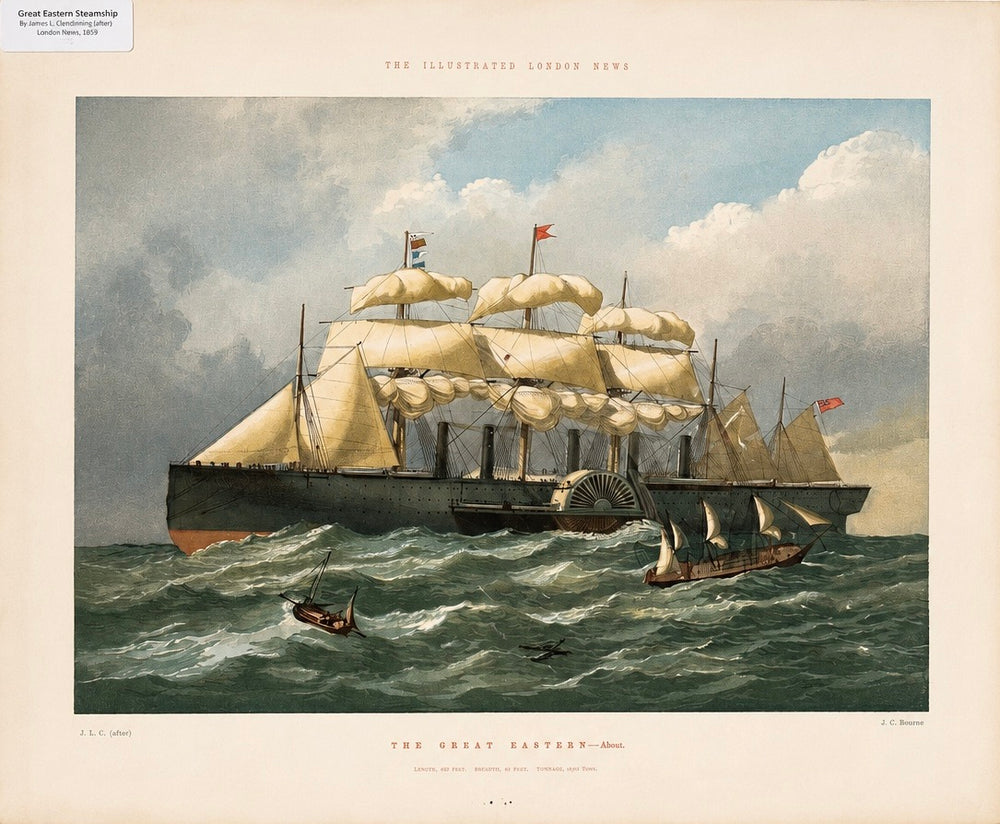 The Great Eastern Steamship — Historic Color Lithograph from The Illustrated London News, 1857