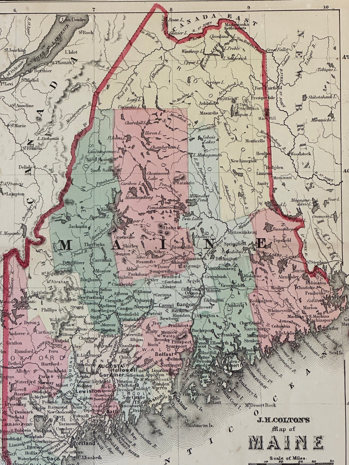 Maine by J.H. Colton  — Original Map, 1850