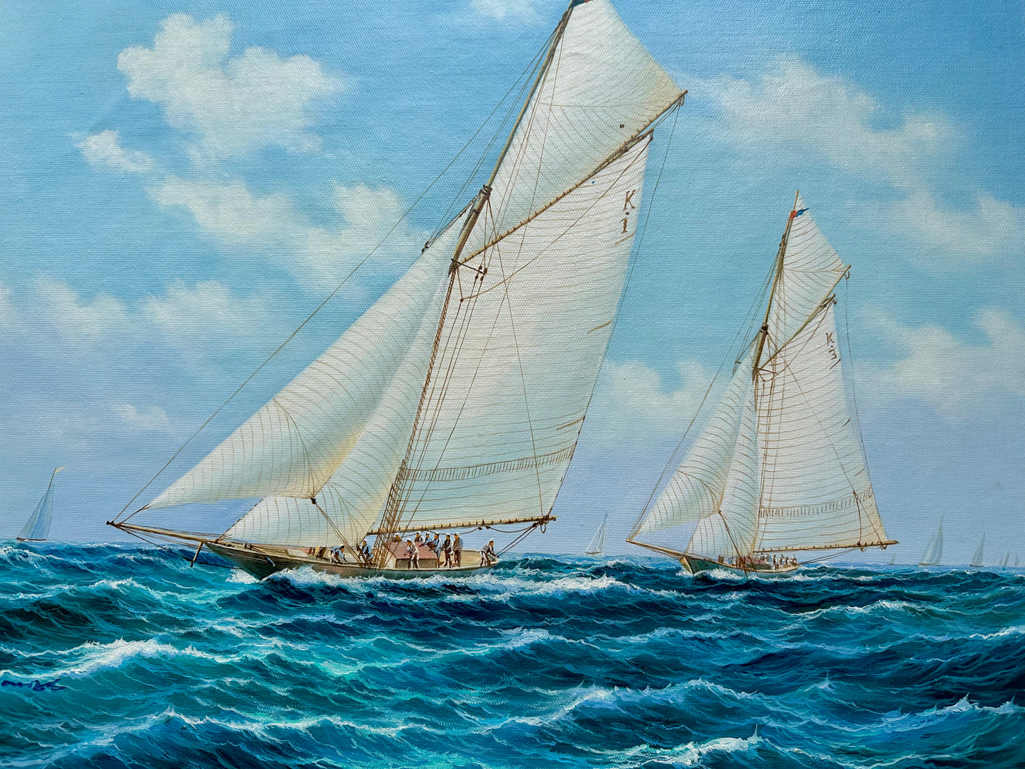 Gaff-Rigged Sailboats Nautical Original Painting, Unstretched by Thomas