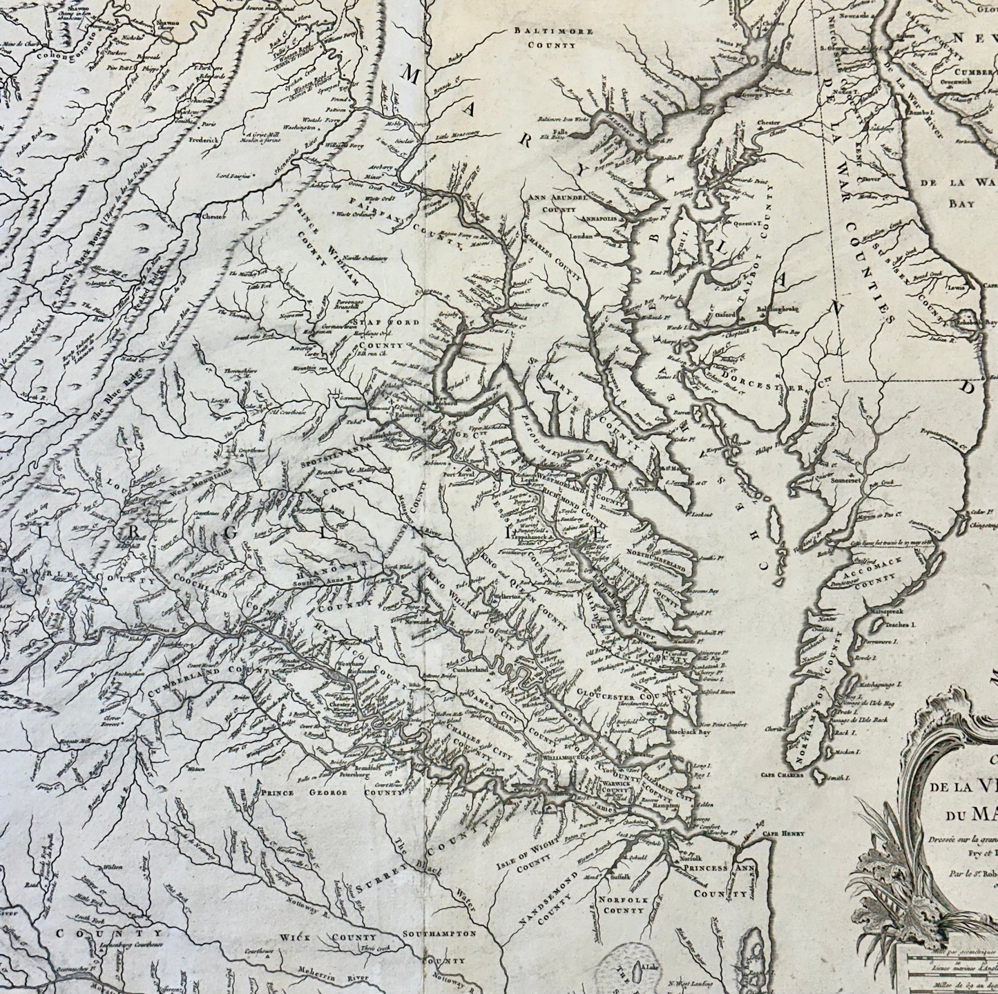 1755 Fry & Jefferson Map of Virginia and Maryland — “Carte de la Virginie et du Maryland” (Thomas Jefferson’s Father as Surveyor)