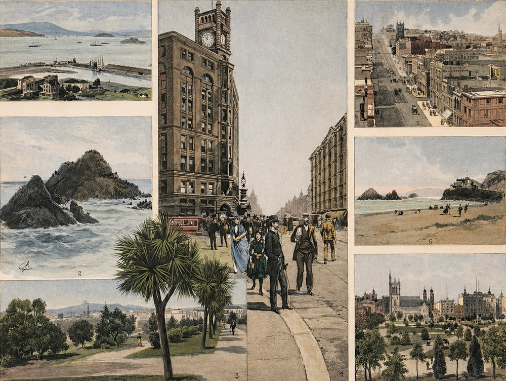San Francisco Scenes Original Hand-Colored Engraving – Harper’s Weekly, 1892