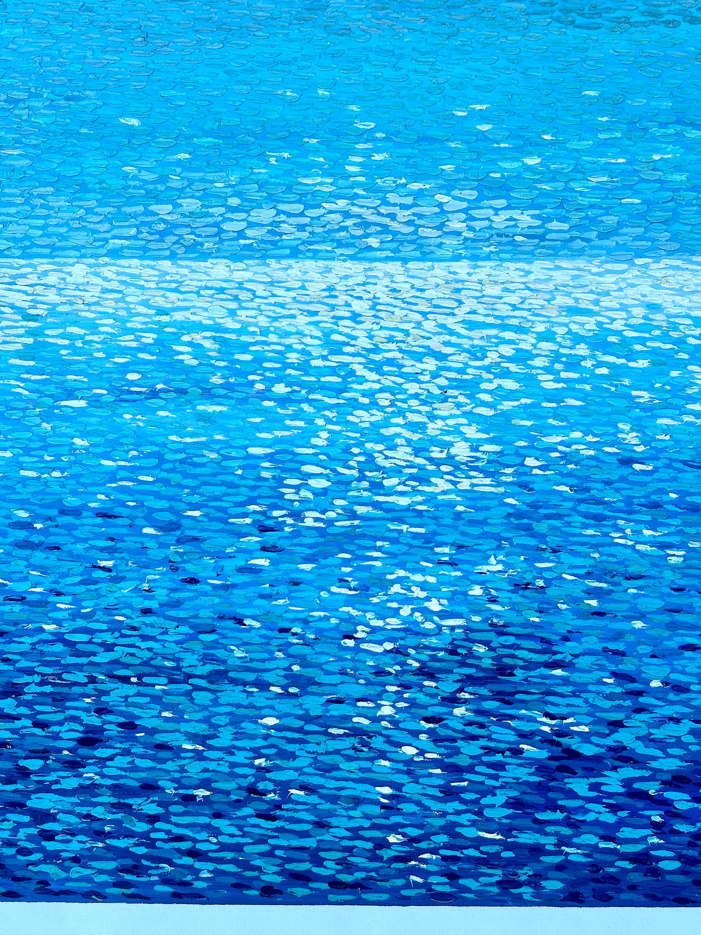 Seascape Shimmering Water — Original Oil Painting, Unstretched, By Ryan C. (30" x 40")