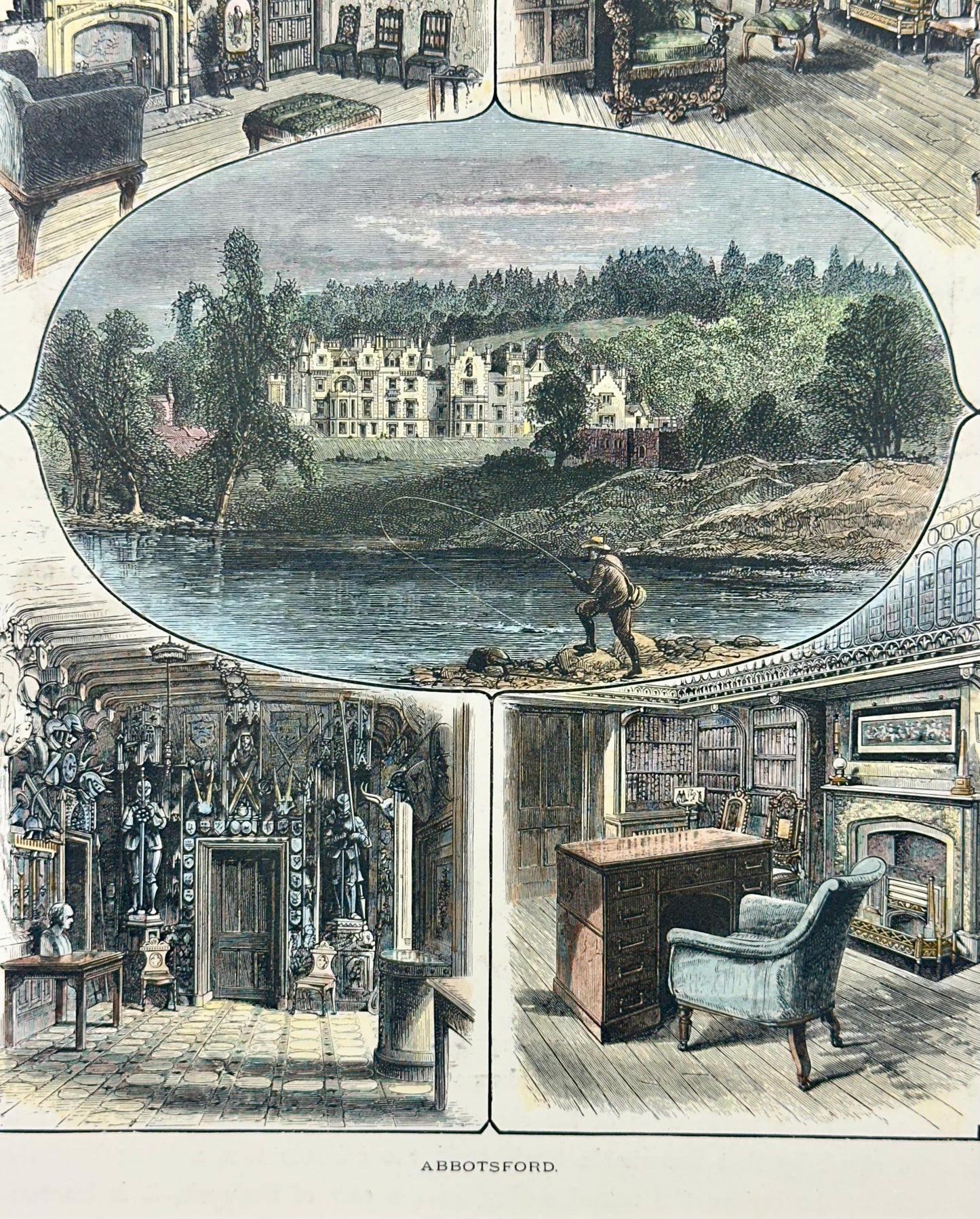 Abbotsford House, home of Sir Walter Scott (Scotland) Original Print, 1870