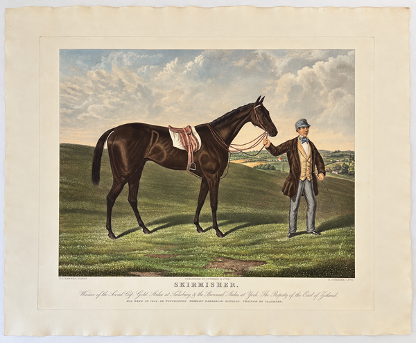 Skirmisher Racehorse Hand-Colored Equestrian Reproduction by Charles Hunt, 1857