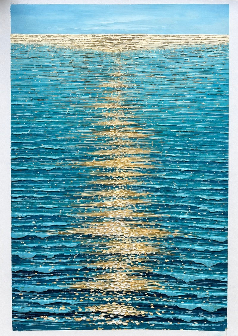 Ocean Shimmer — Seascape Original Oil Painting, Unstretched, by Samuel H. (24" x 36")