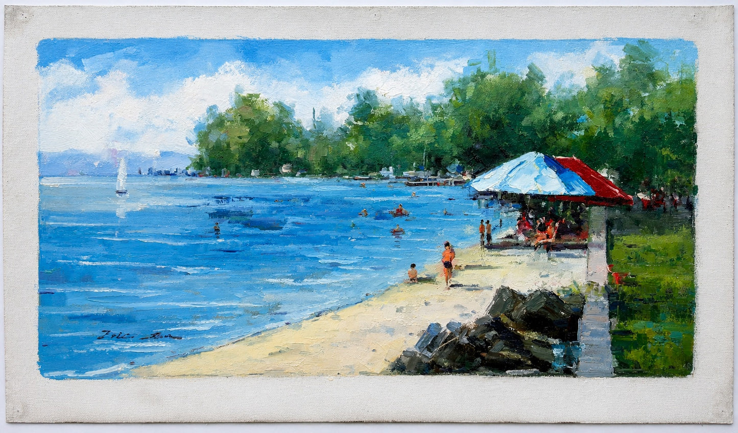 Summer on the Shore Original Oil on Canvas by Eric Son