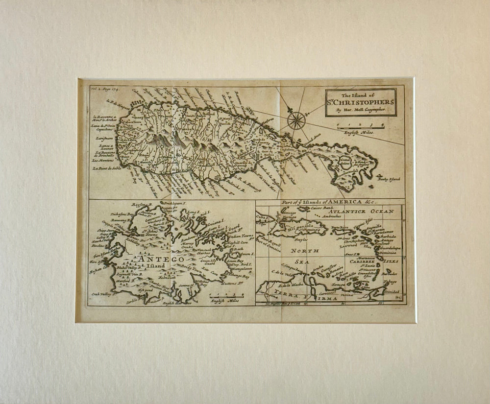 1716 St. Kitts, Antigua & Caribbean —  By Herman Moll Atlas Geographicus