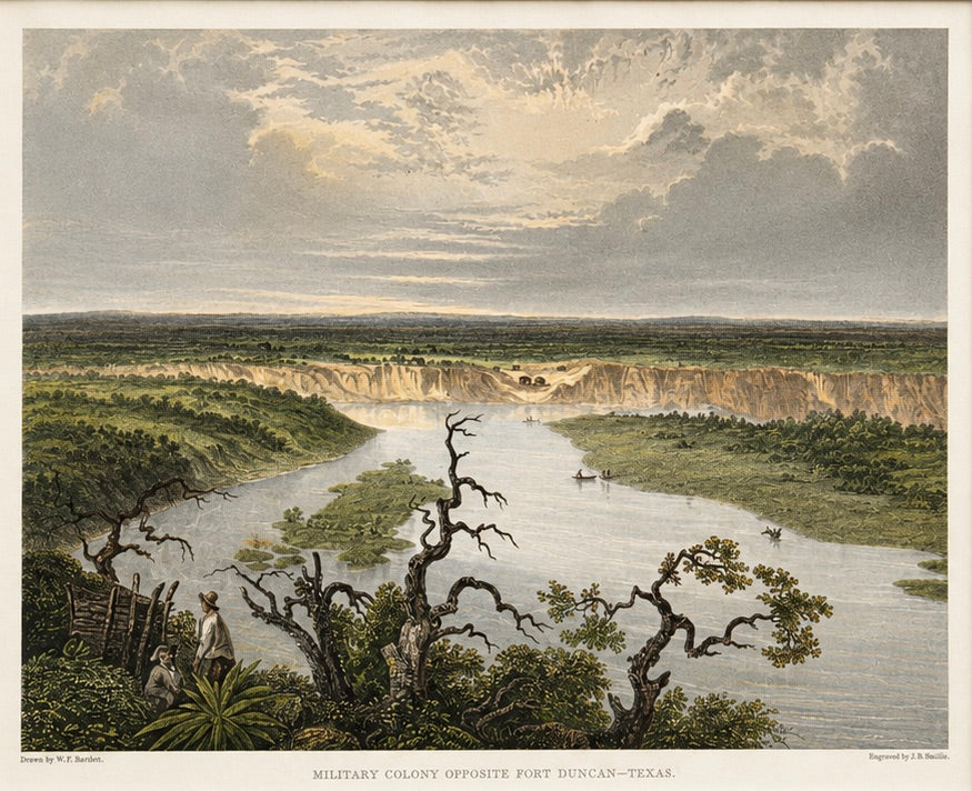 Fort Duncan & Eagle Pass Texas Original Steel Engraving, J.B. Smillie, c. 1860