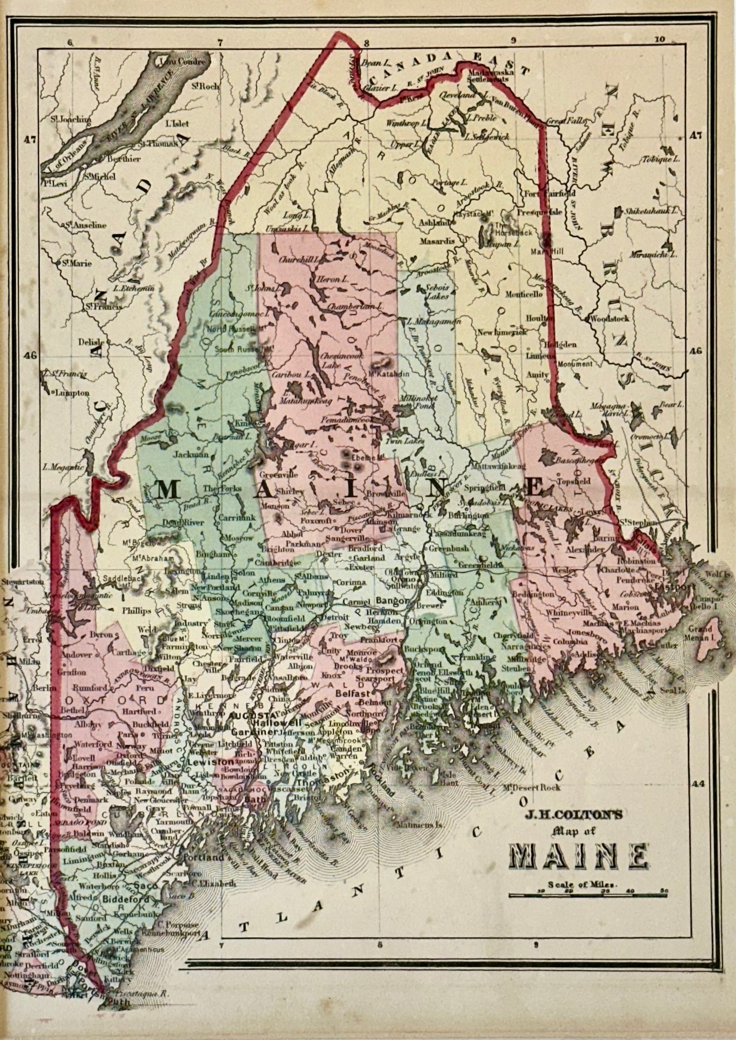 Maine by J.H. Colton  — Original Map, 1850