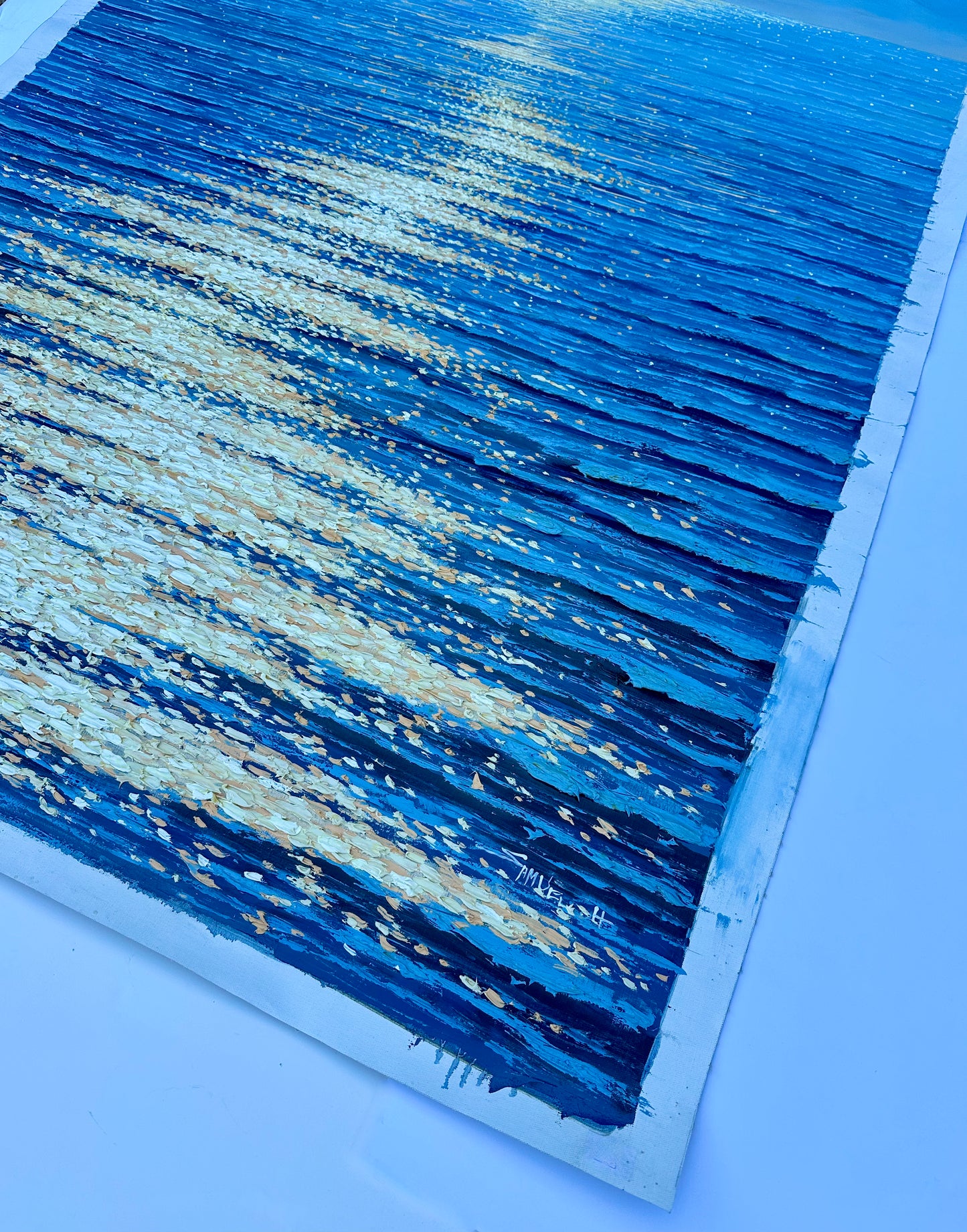 Moonpath — Seascape Original Oil Painting, Unstretched, by Samuel H. (36" X 48")