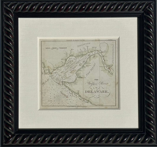 Coastal Chart: Bay & River of Delaware by Edmund Blunt, 1833 (framed)