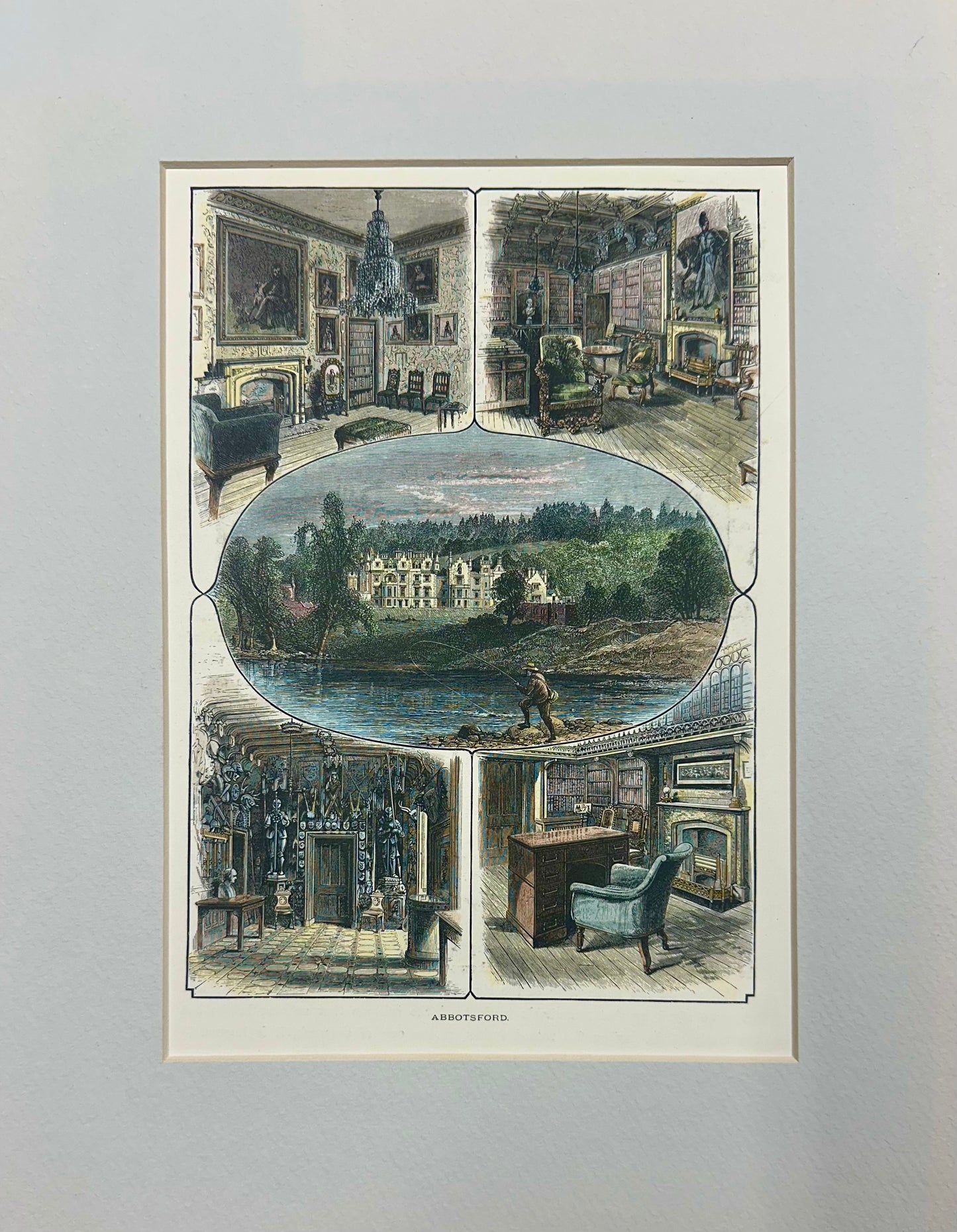 Abbotsford House, home of Sir Walter Scott (Scotland) Original Print, 1870