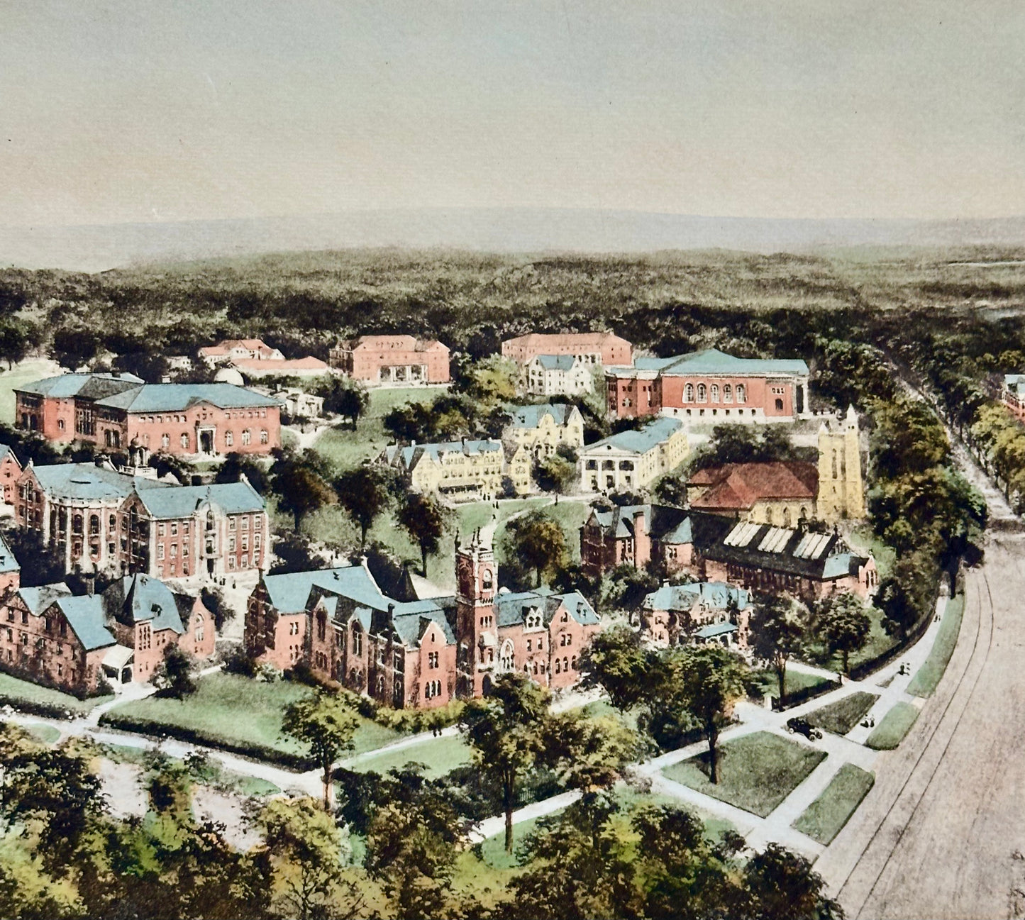 Smith College Engraving, After Richard Rummell, c.1913 — Hand-Colored Print Wove Paper