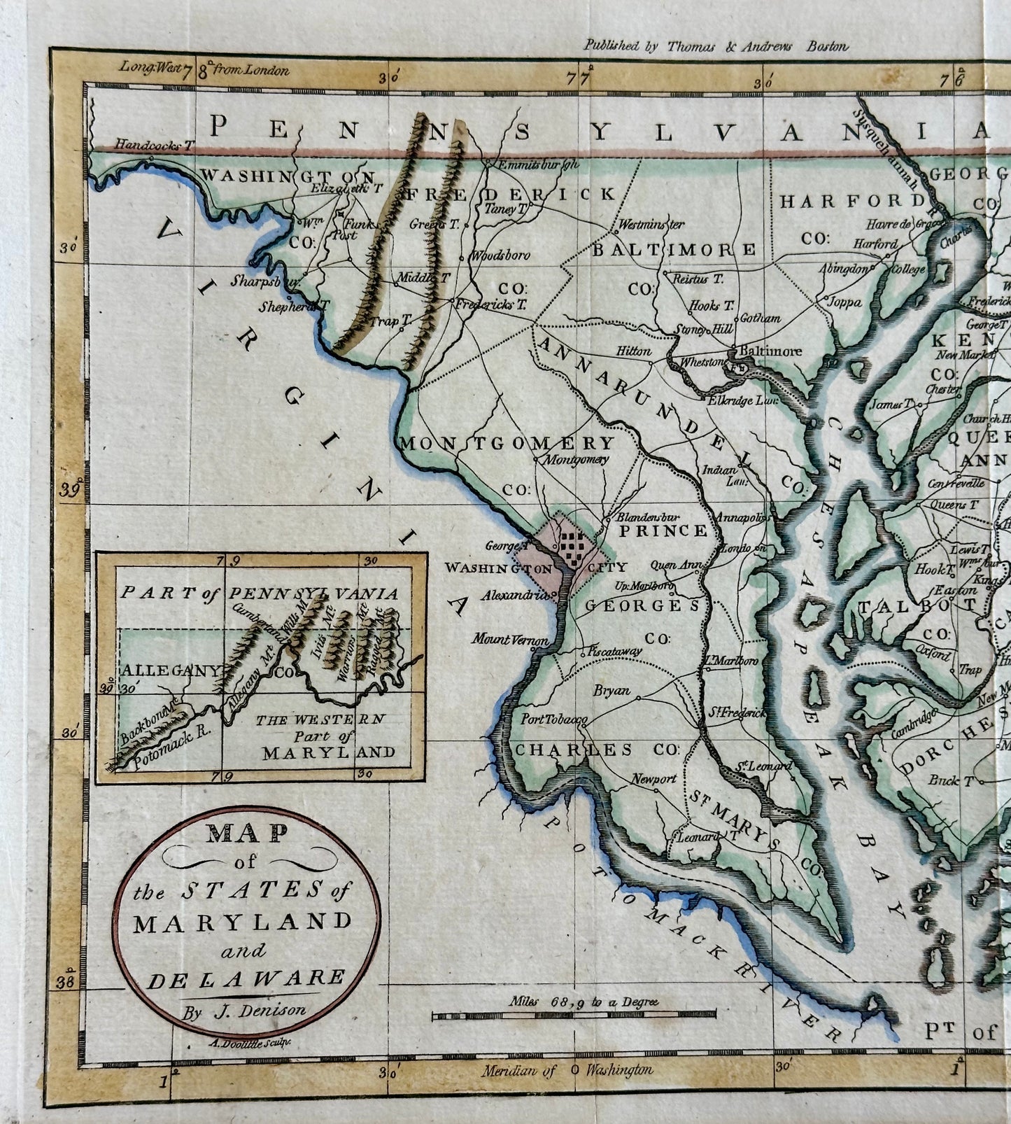 Maryland & Delaware Map by Morse, circa 1796