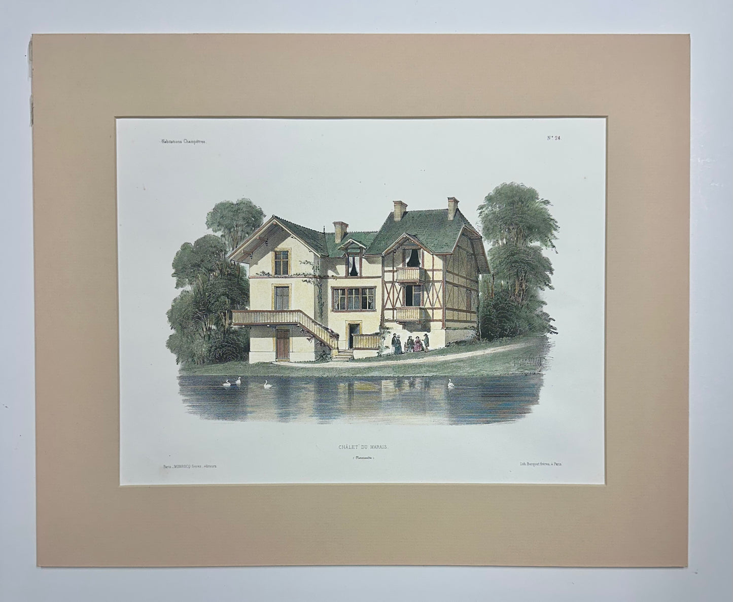 Chalet Du Marais (Marsh), Original Lithograph, 1860