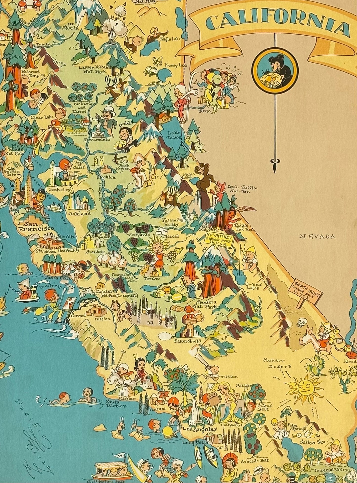 Vintage Map of California, 1935