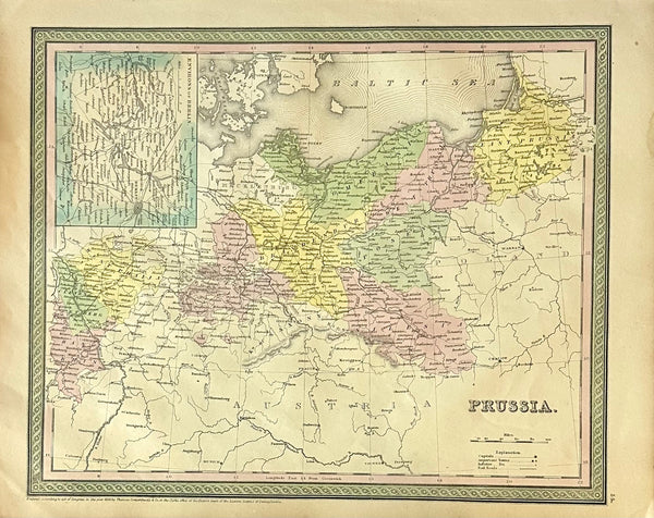 Prussia, Germany, Poland With Inset of Berlin Map by Cowperthwait, 1850