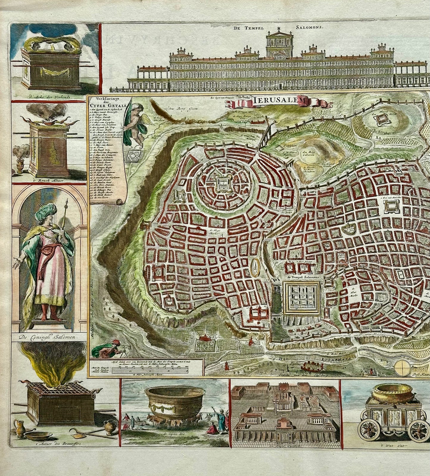 Jerusalem, Original Map by Daniel Stoopendaal, Circa 1710