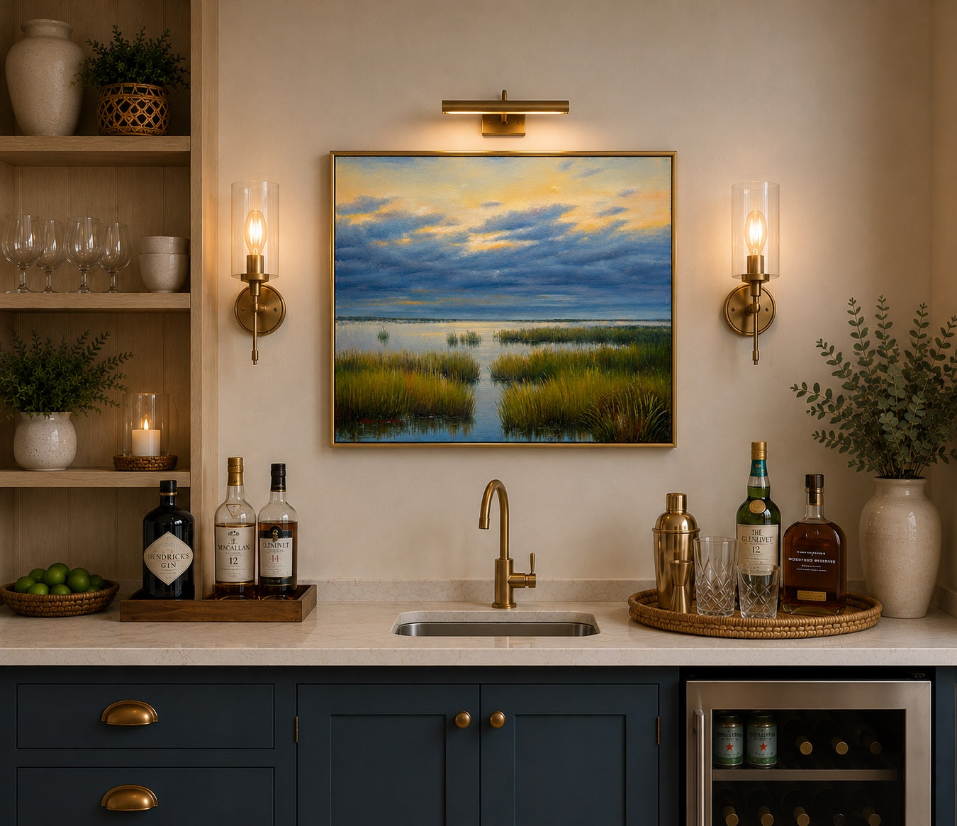 Original Coastal Marsh Oil Painting, 20 x 24 Unstretched Canvas by Eric Son