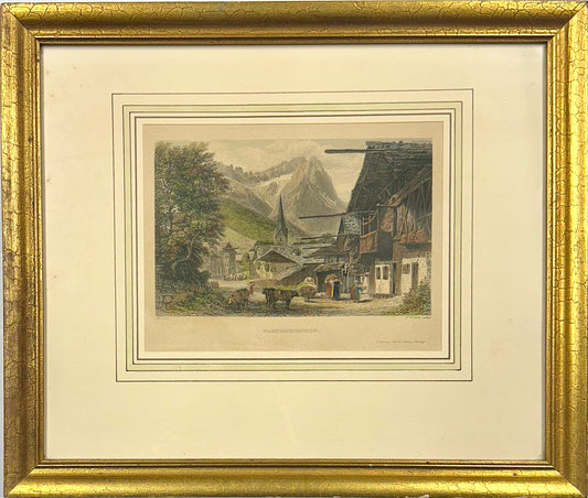 Partenkirchen, Germany (Bavarian Alps), Original print, 1840 (framed)