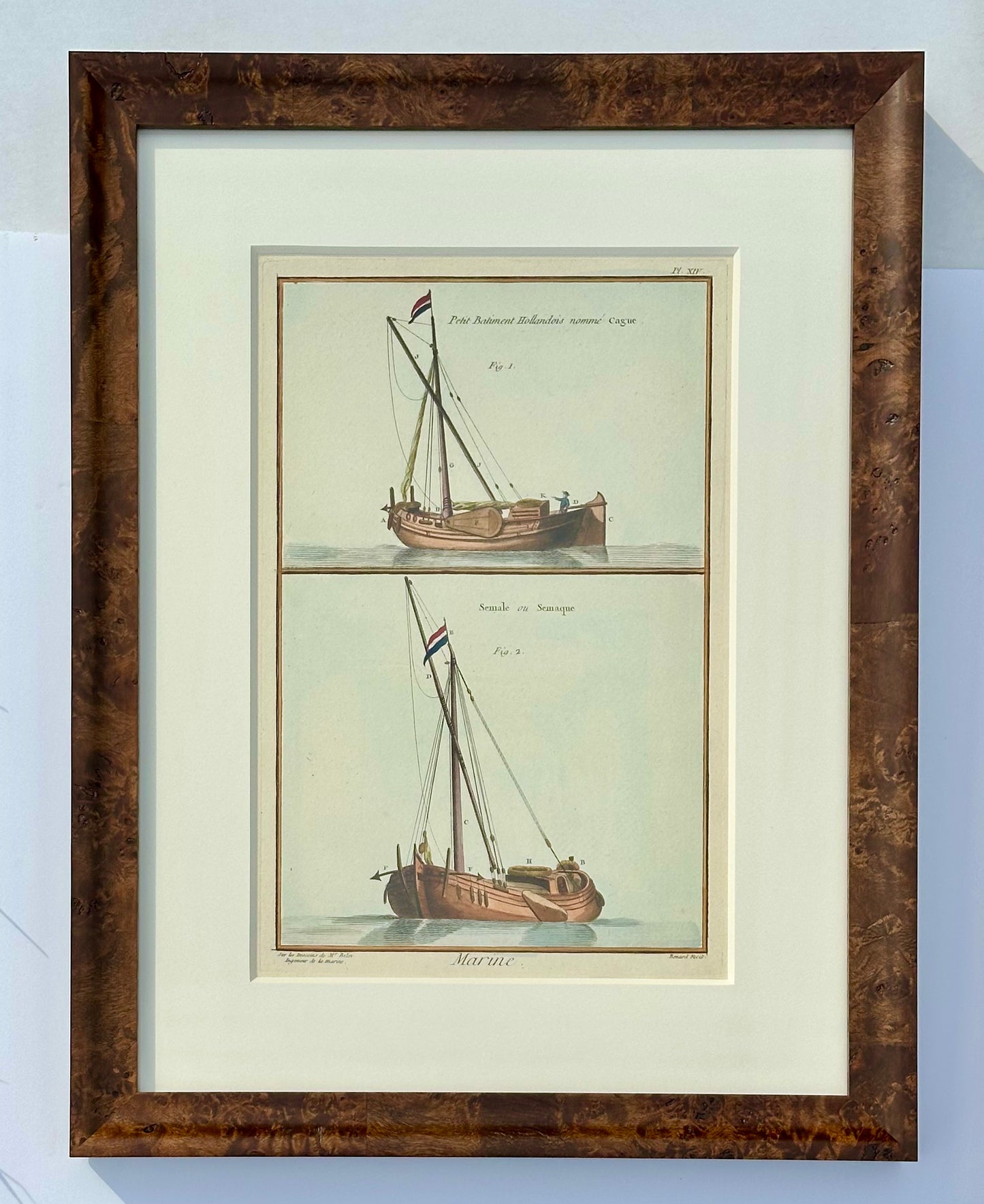 Set of Four Framed French Maritime Ship Engravings