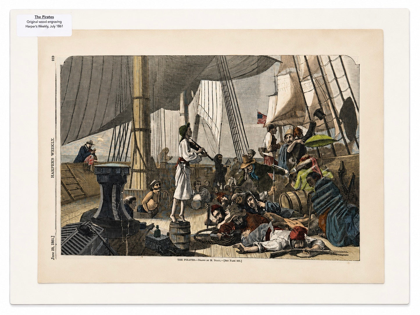 The Pirates, Original Print Harper's Weekly, July 1861