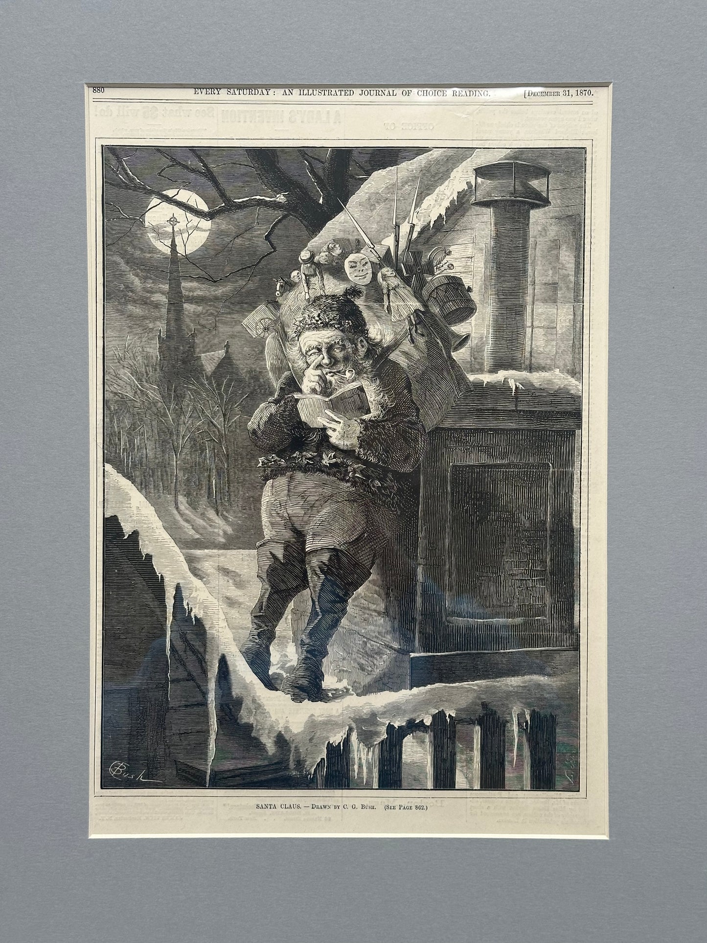 Santa Claus Original Engraving, 1870