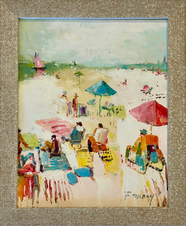 Beach Scene in Pastels, Original Painting Framed by Tailroy