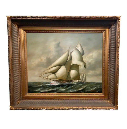 “Cloud Runner” — Original Maritime Oil Painting by Jean Michel Laurent, circa 1970