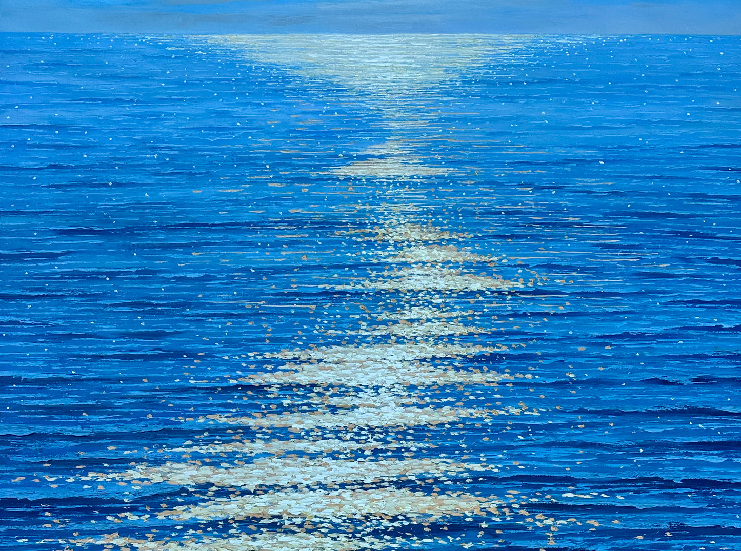 Moonpath — Seascape Original Oil Painting, Unstretched, by Samuel H. (36" X 48")