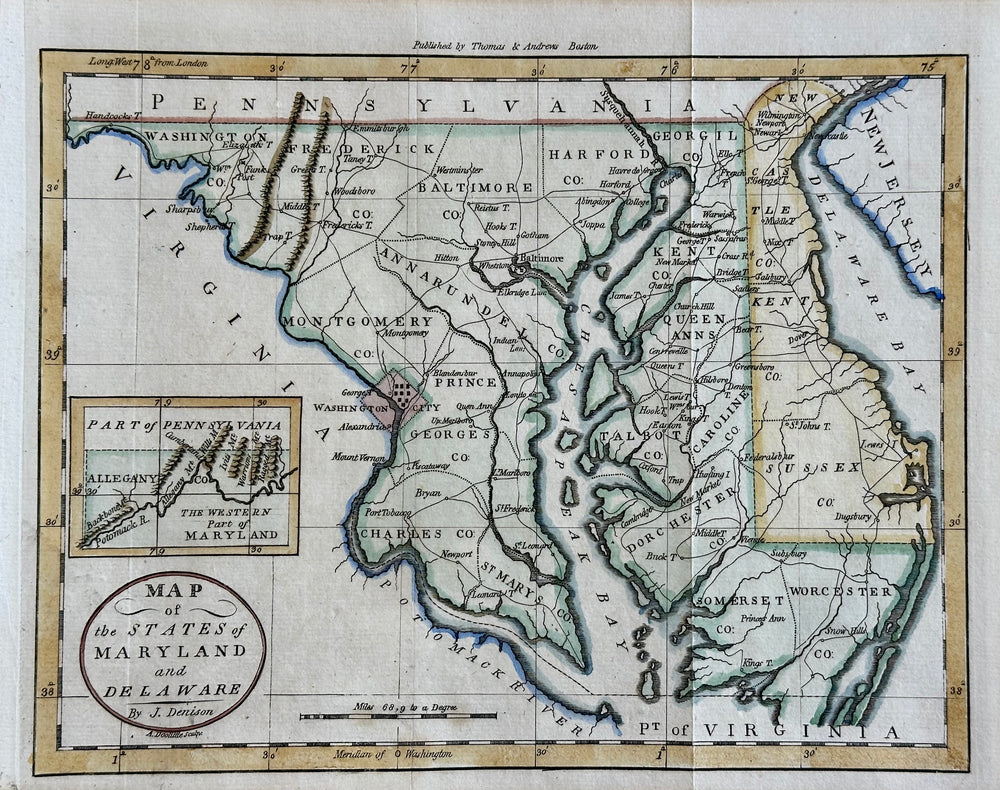 Maryland & Delaware Map by Morse, circa 1796