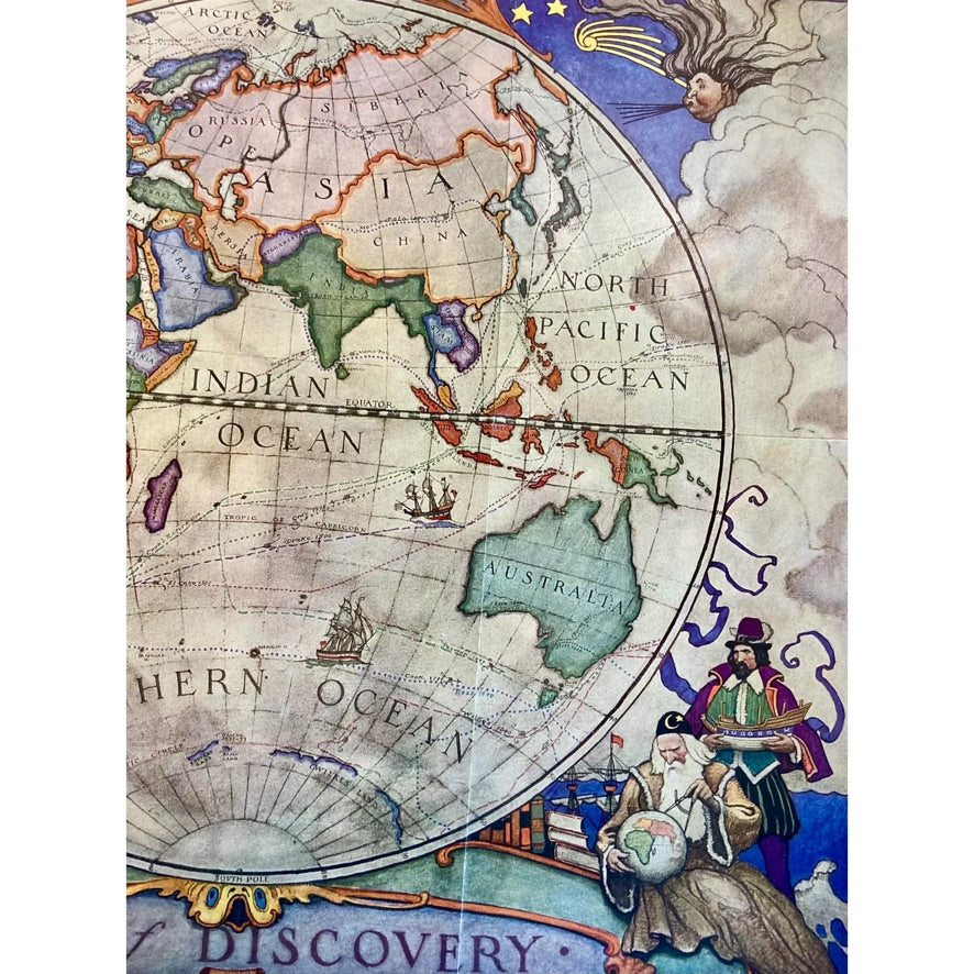 Map of Discovery, Nc Wyeth, 1928 (Set of 2, Framed)