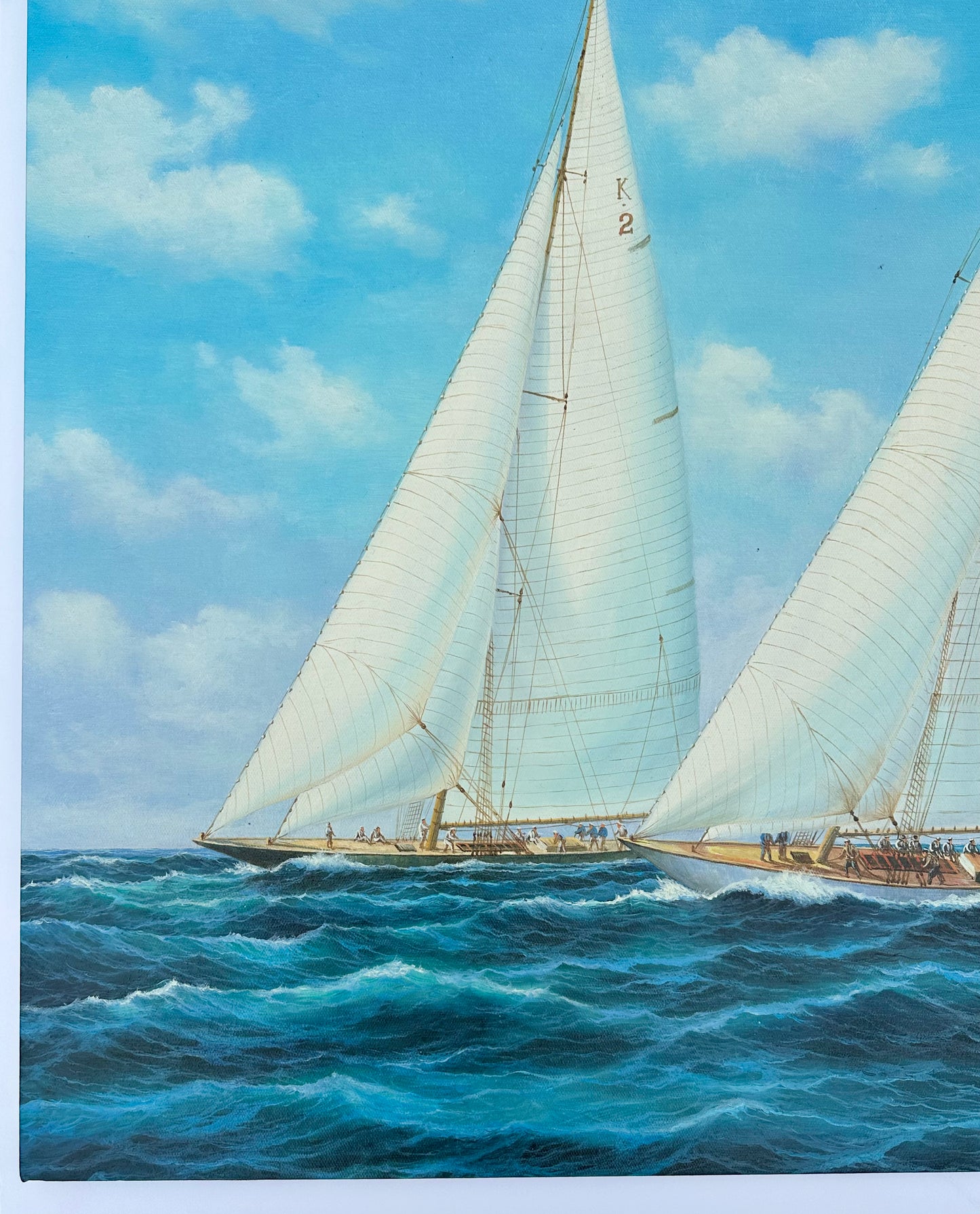Sailboat Racing Seascape Original Oil on Canvas by Thomas