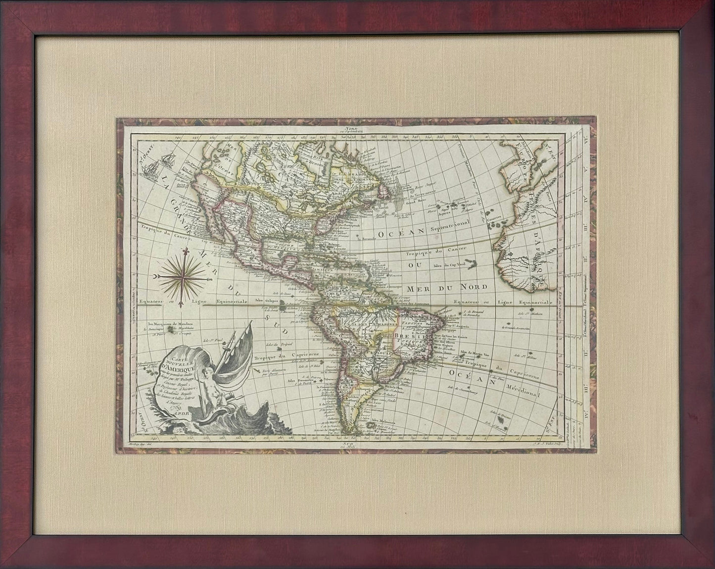 North America Map by Etienne-Andre Philippe De Pretot, 1769 (framed)