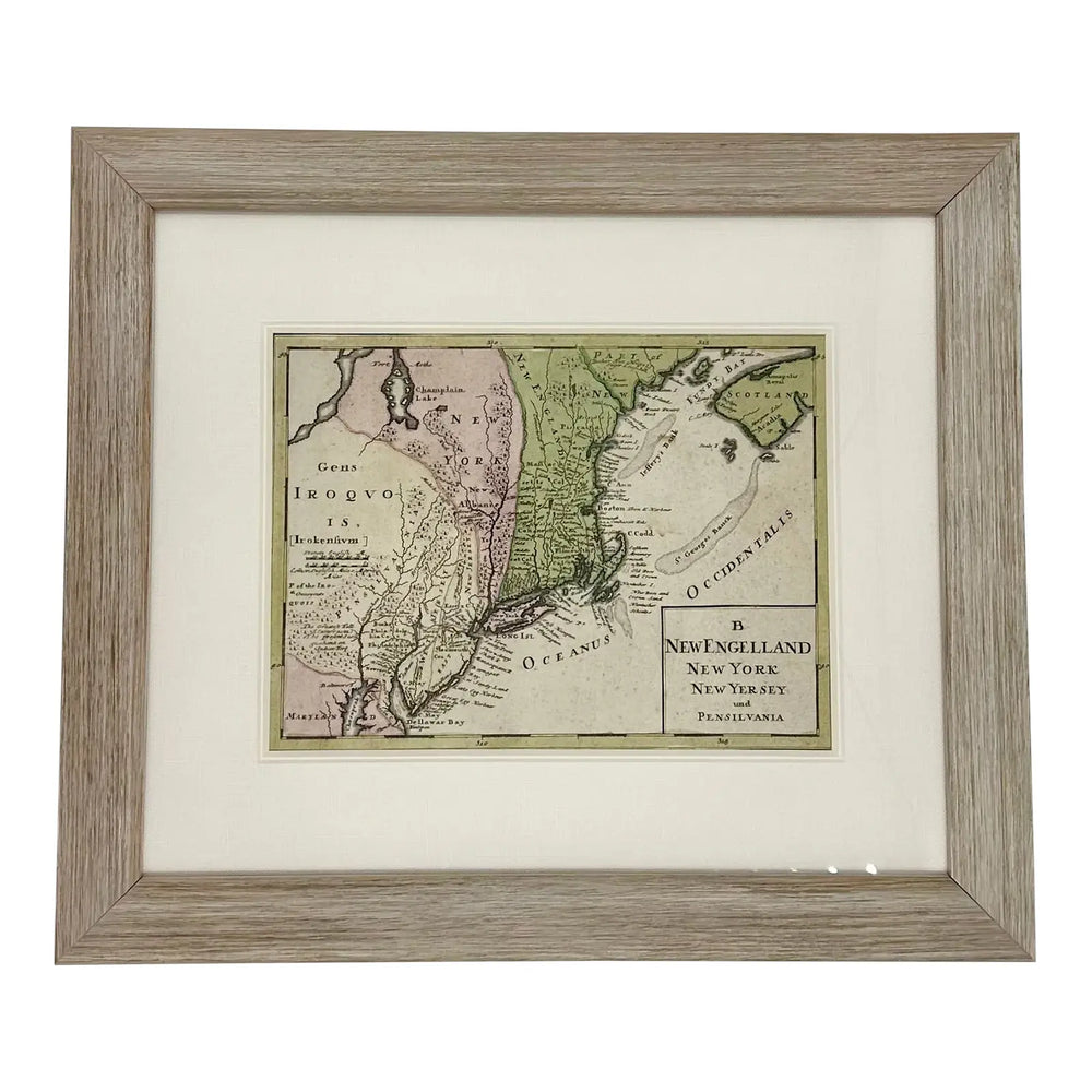 1757 Map of New England, New York & New Jersey, Homman Heirs